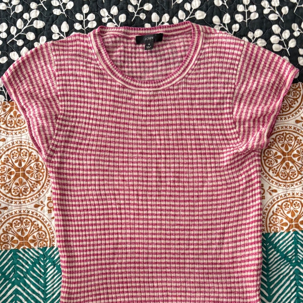 J. Crew Pink Gingham Short Sleeve Top